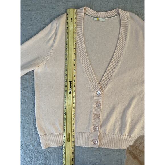 Boden Sz XL Lt Pink Button V Neck Long Slv Rubbed Cuff And Hem Ctn/Wool Cardigan - Picture 5 of 6
